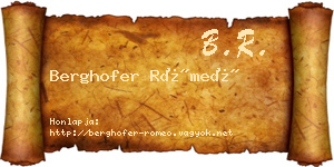 Berghofer Rómeó névjegykártya